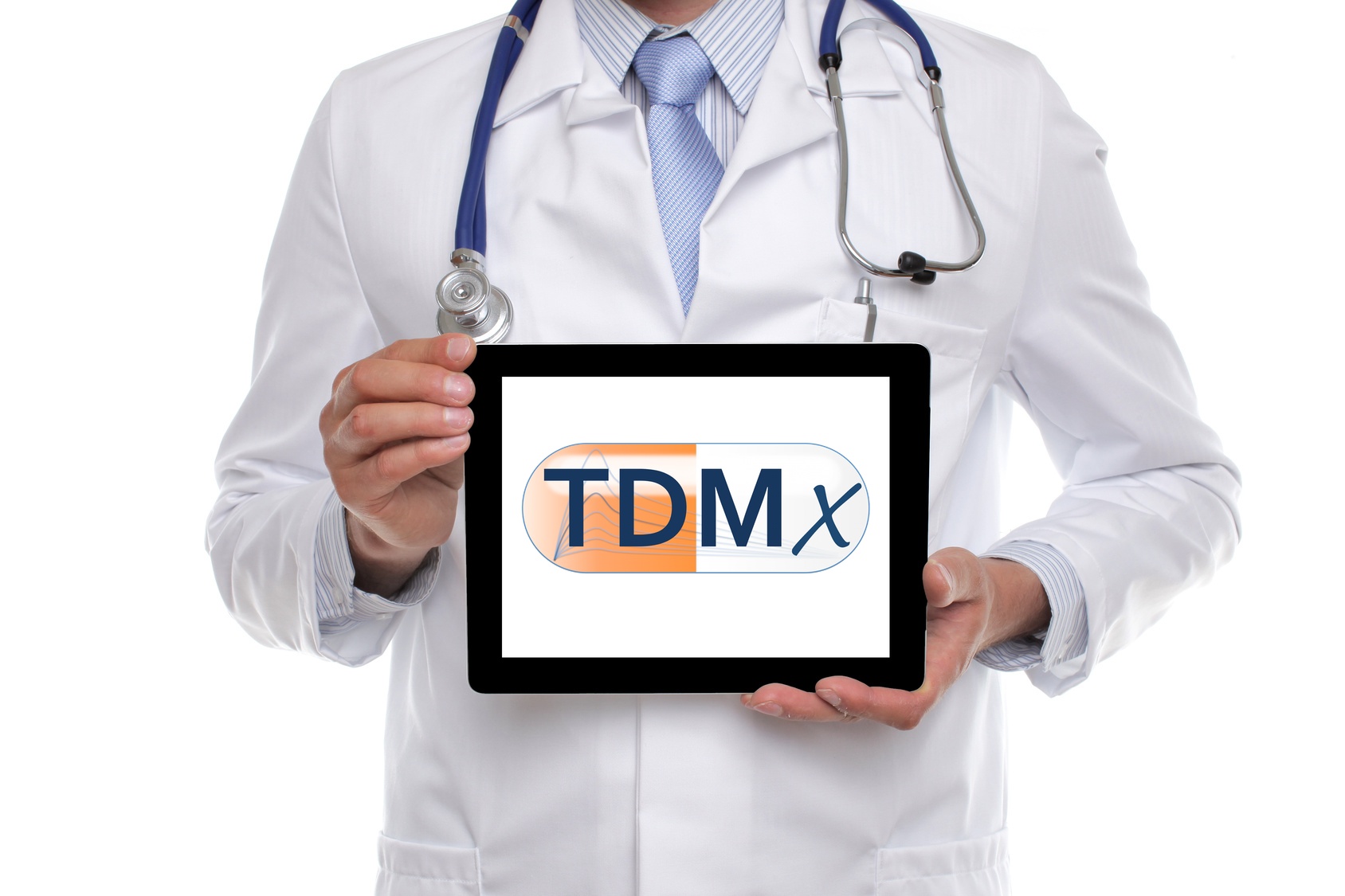 Clinician reviewing TDMx on a tablet
